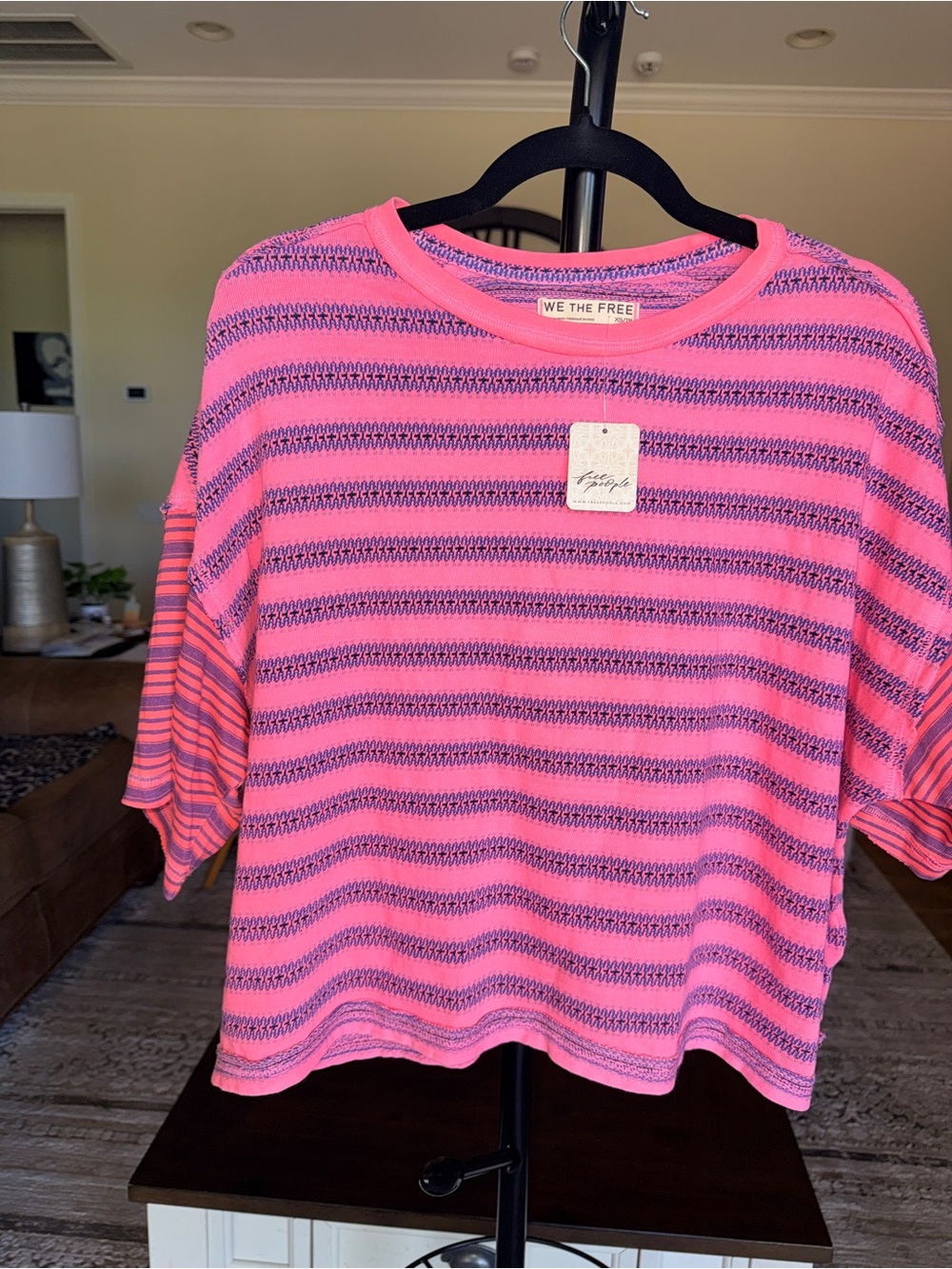 Free People Striped Crew - Size XS - OVERSIZED - NWT